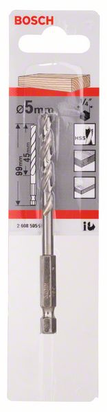 Bosch Spiralna burgija za drvo, 1/4" šestostrana drška 2608595521