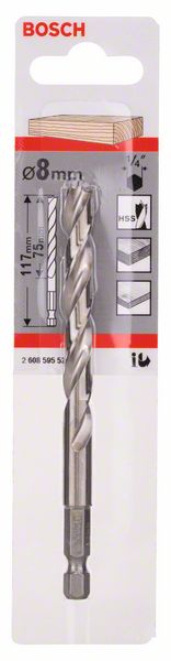 Bosch Spiralna burgija za drvo, 1/4" šestostrana drška 2608595523