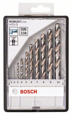 Bosch 10-delni Robust Line komplet burgija za metal HSS-G, 135°, 1–10 mm 2607010535