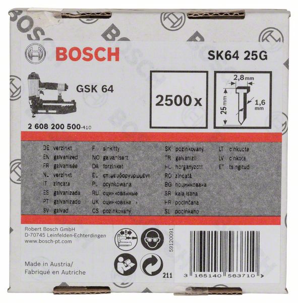 Bosch Ravni ekser sa upuštenom glavom SK64 25G 2608200500