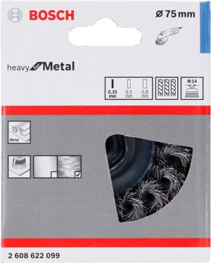 Bosch Upletena lončasta četka 75 mm, čelična 2608622099
