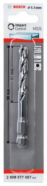 Bosch HSS spiralna burgija sa šestostranim prihvatom 5,5mm 2608577057