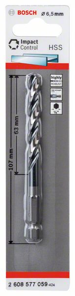 Bosch HSS spiralna burgija sa šestostranim prihvatom 6,5 mm 2608577059