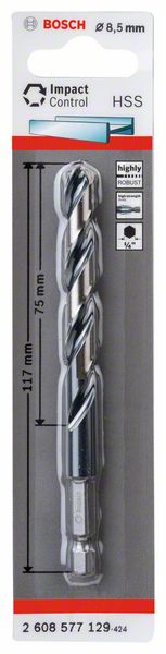 Bosch HSS spiralna burgija sa šestostranim prihvatom 8,5mm 2608577129