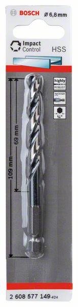 Bosch HSS spiralna burgija sa šestostranim prihvatom 6,8 mm 2608577149