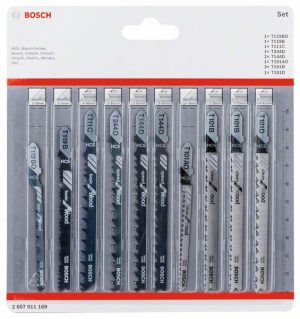 Bosch 10-delni komplet listova ubodne testere sa T držačem, Wood 2607011169