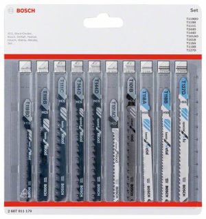 Bosch 10-delni komplet listova ubodne testere sa T držačem, Wood and Metal 2607011170