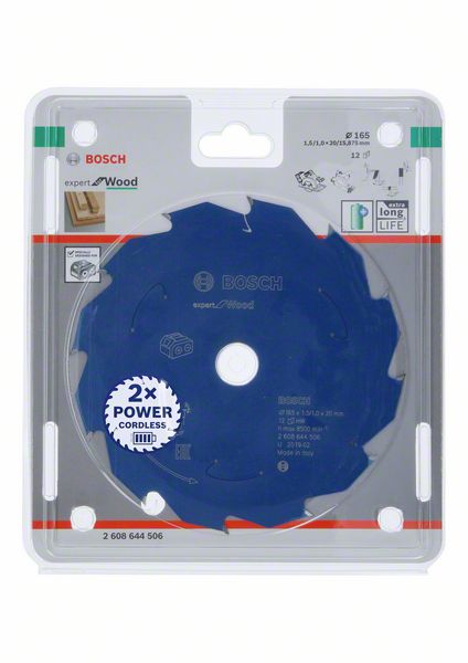Bosch Expert for Wood list kružne testere za akumulatorske testere 165x1.5/1x20 T12 2608644506