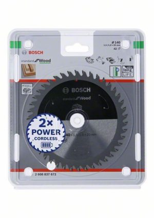 Bosch Akülü daire testereler için Standard for Wood Daire Testere Bıçağı 140x1,5/1x20 T42 2608837672