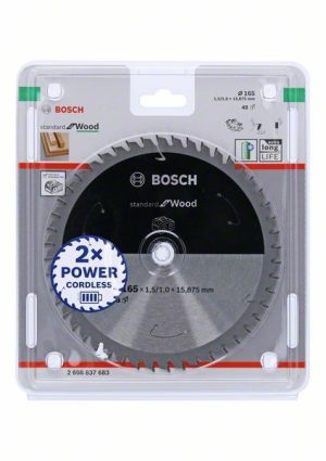 Bosch Akülü daire testereler için Standard for Wood Daire Testere Bıçağı 165x1,5/1x15,875 T48 2608837683