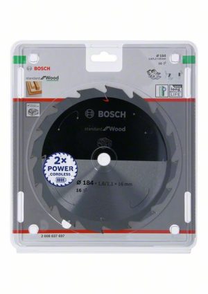 Bosch Akülü daire testereler için Standard for Wood Daire Testere Bıçağı 184x1,6/1,1x16 T16 2608837697