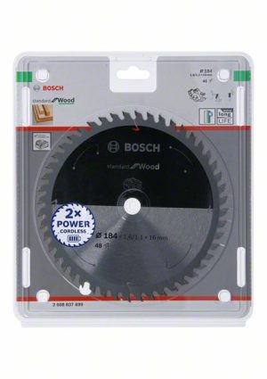 Bosch Akülü daire testereler için Standard for Wood Daire Testere Bıçağı 184x1,6/1,1x16 T48 2608837699