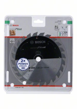 Bosch Akülü daire testereler için Standard for Wood Daire Testere Bıçağı 184x1,6/1x16 T24 2608837700
