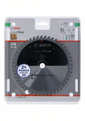 Bosch Akülü daire testereler için Standard for Wood Daire Testere Bıçağı 184x1,6/1x16 T48 2608837701