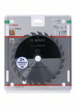 Bosch Akülü daire testereler için Standard for Wood Daire Testere Bıçağı 184x1,6/1,1x20 T24 2608837702
