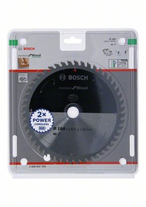 Bosch Akülü daire testereler için Standard for Wood Daire Testere Bıçağı 184x1,6/1,1x20 T48 2608837703