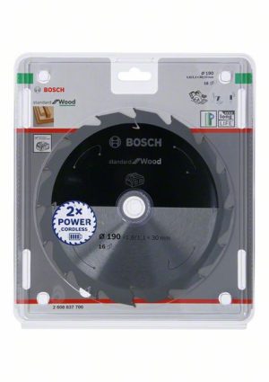 Bosch Akülü daire testereler için Standard for Wood Daire Testere Bıçağı 190x1,6/1,1x30 T16 2608837706