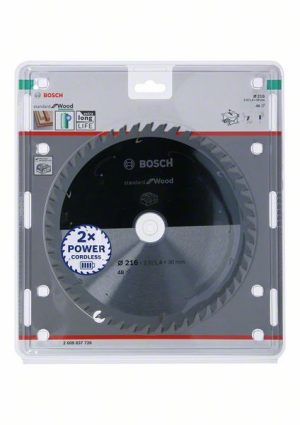 Bosch Akülü daire testereler için Standard for Wood Daire Testere Bıçağı 216x1,7/1,2x30 T48 2608837726