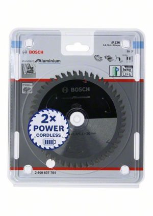 Bosch Akülü daire testereler için Standard for Aluminium Daire Testere Bıçağı 136x1,6/1,1x20 T50 2608837754
