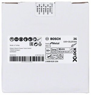 Bosch X-LOCK vlaknaste brusne ploče, Ø115 mm, G 36, R574, Best for Metal, 1 komad 2608619154