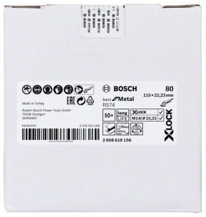 Bosch X-LOCK vlaknaste brusne ploče, Ø115 mm, G 80, R574, Best for Metal, 1 komad 2608619156