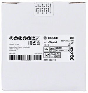 Bosch X-LOCK vlaknaste brusne ploče, Ø125 mm, G 80, R574, Best for Metal, 1 komad 2608619162