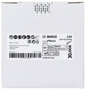 Bosch X-LOCK vlaknaste brusne ploče, Ø125 mm, G 120, R574, Best for Metal, 1 komad 2608619164