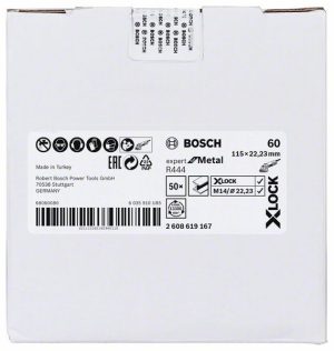 Bosch X-LOCK vlaknaste brusne ploče, Ø115 mm, G 60, R444, Expert for Metal, 1 komad 2608619167