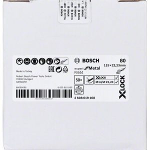 Bosch X-LOCK vlaknaste brusne ploče, Ø115 mm, G 80, R444, Expert for Metal, 1 komad 2608619168