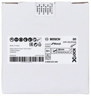 Bosch X-LOCK vlaknaste brusne ploče, Ø115 mm, G 80, R444, Expert for Metal, 1 komad 2608619168
