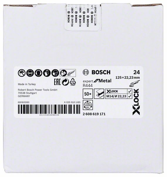 Bosch X-LOCK vlaknaste brusne ploče, Ø125 mm, G 24, R444, Expert for Metal, 1 komad 2608619171