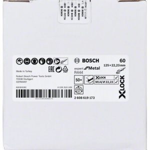 Bosch X-LOCK vlaknaste brusne ploče, Ø125 mm, G 60, R444, Expert for Metal, 1 komad 2608619173