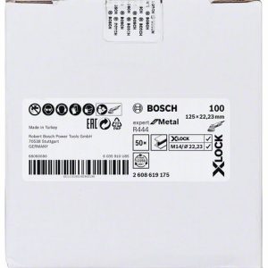 Bosch X-LOCK vlaknaste brusne ploče, Ø125 mm, G 100, R444, Expert for Metal, 1 komad 2608619175