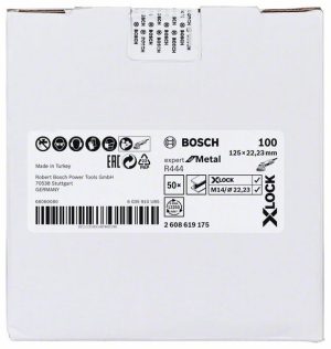 Bosch X-LOCK vlaknaste brusne ploče, Ø125 mm, G 100, R444, Expert for Metal, 1 komad 2608619175