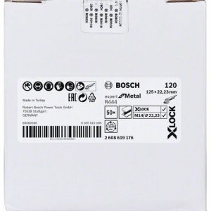 Bosch X-LOCK vlaknaste brusne ploče, Ø125 mm, G 120, R444, Expert for Metal, 1 komad 2608619176