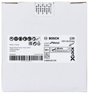 Bosch X-LOCK vlaknaste brusne ploče, Ø125 mm, G 120, R444, Expert for Metal, 1 komad 2608619176
