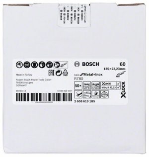 Bosch X-LOCK vlaknasta ploča, 125 mm, G60, zvezdasta rupa, R780 Best for Metal + Inox 2608619185