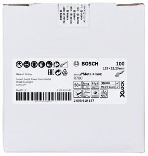 Bosch X-LOCK vlaknasta ploča, 125 mm, G80, zvezdasta rupa, R780 Best for Metal + Inox 2608619186