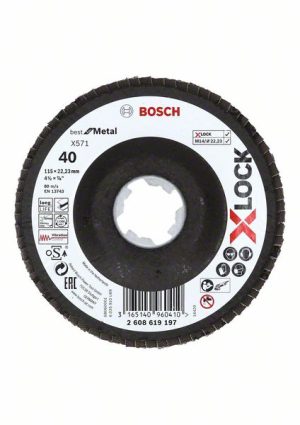 Bosch X-LOCK lamelne ploče, verzija pod uglom, vlaknasta ploča, Ø115 mm, G 40, X571, Best for Metal, 1 komad 2608619197