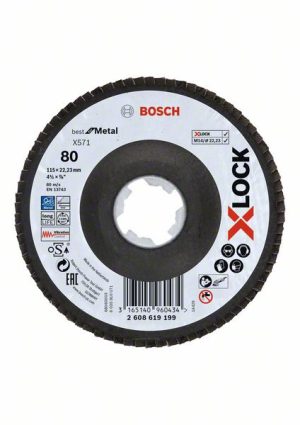 Bosch X-LOCK lamelne ploče, verzija pod uglom, vlaknasta ploča, Ø115 mm, G 80, X571, Best for Metal, 1 komad 2608619199
