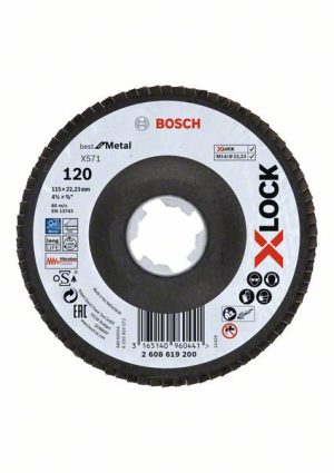 Bosch X-LOCK lamelne ploče, verzija pod uglom, vlaknasta ploča, Ø115 mm, G 120, X571, Best for Metal, 1 komad 2608619200
