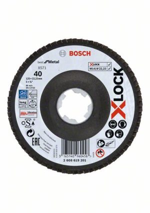Bosch X-LOCK lamelne ploče, verzija pod uglom, vlaknasta ploča, Ø125 mm, G 40, X571, Best for Metal, 1 komad 2608619201