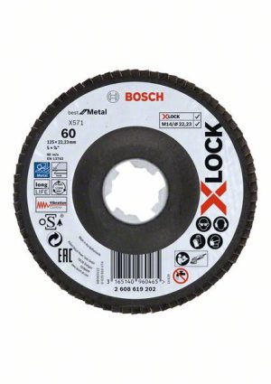 Bosch X-LOCK lamelne ploče, verzija pod uglom, vlaknasta ploča, Ø125 mm, G 60, X571, Best for Metal, 1 komad 2608619202