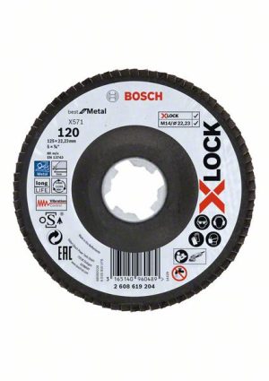 Bosch X-LOCK lamelne ploče, verzija pod uglom, vlaknasta ploča, Ø120 mm, G 80, X571, Best for Metal, 1 komad 2608619204