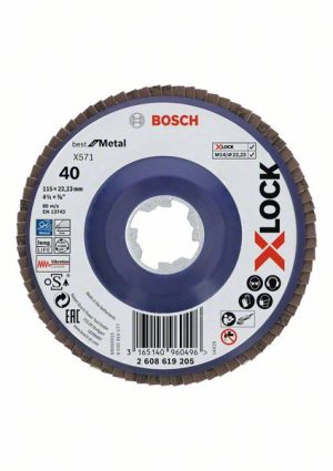 Bosch X-LOCK lamelne ploče, ravna verzija, plastična ploča, Ø115 mm, G 40, X571, Best for Metal, 1 komad 2608619205
