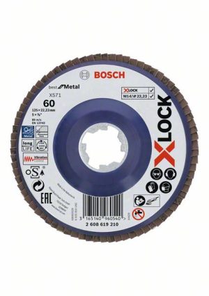 Bosch X-LOCK lamelne ploče, ravna verzija, plastična ploča, Ø125 mm, G 60, X571, Best for Metal, 1 komad 2608619210