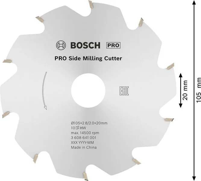 PRO Side sekač za glodanje, 105×20×2,8 mm, 10 zubaca 3608641001