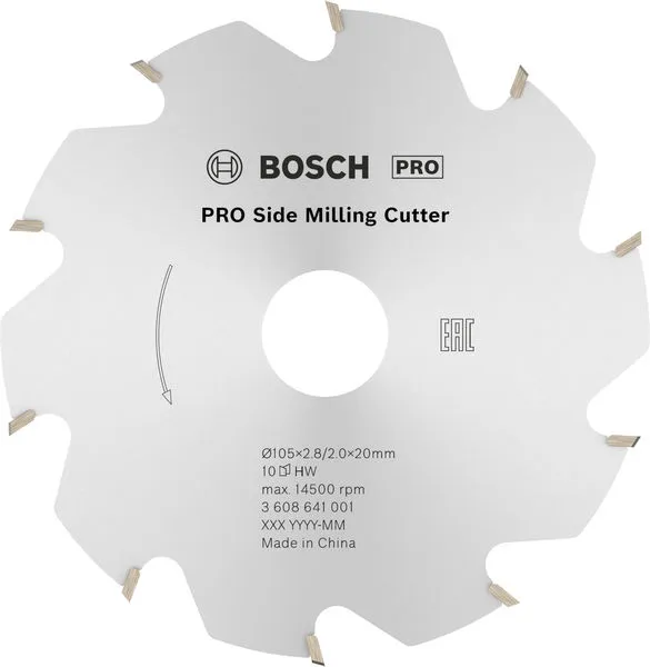 Bosch PRO Side sekač za glodanje, 105×20×2,8 mm, 10 zubaca 3608641001