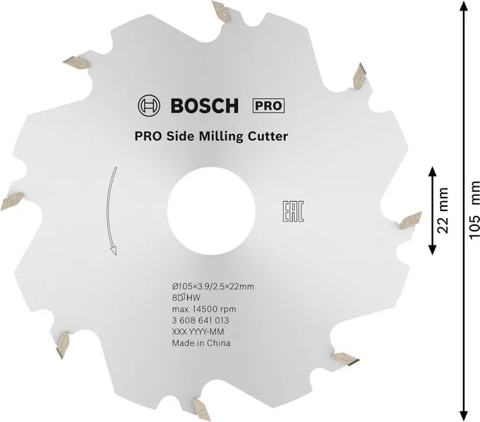 PRO Side sekač za glodanje 105×22×4 mm, 8 zubaca 3608641013