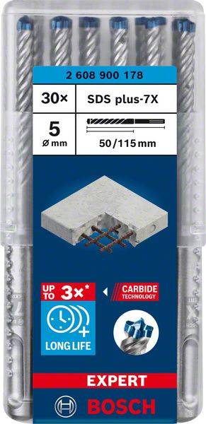 Bosch EXPERT SDS plus-7X burgija za udarne bušilice od 5 x 50 x 115 mm, 30 delova 2608900178